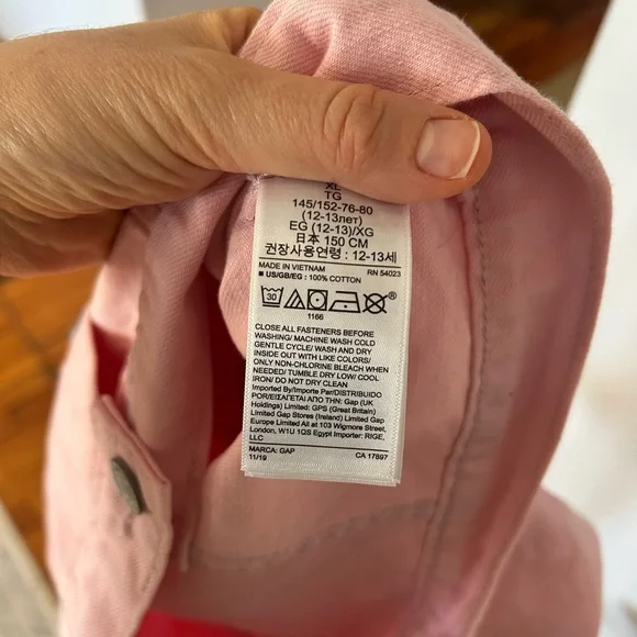 GAP Denim Kids Girls XL Extra Large Youth Pink Jean Jacket Snap NWT - Picture 6 of 6
